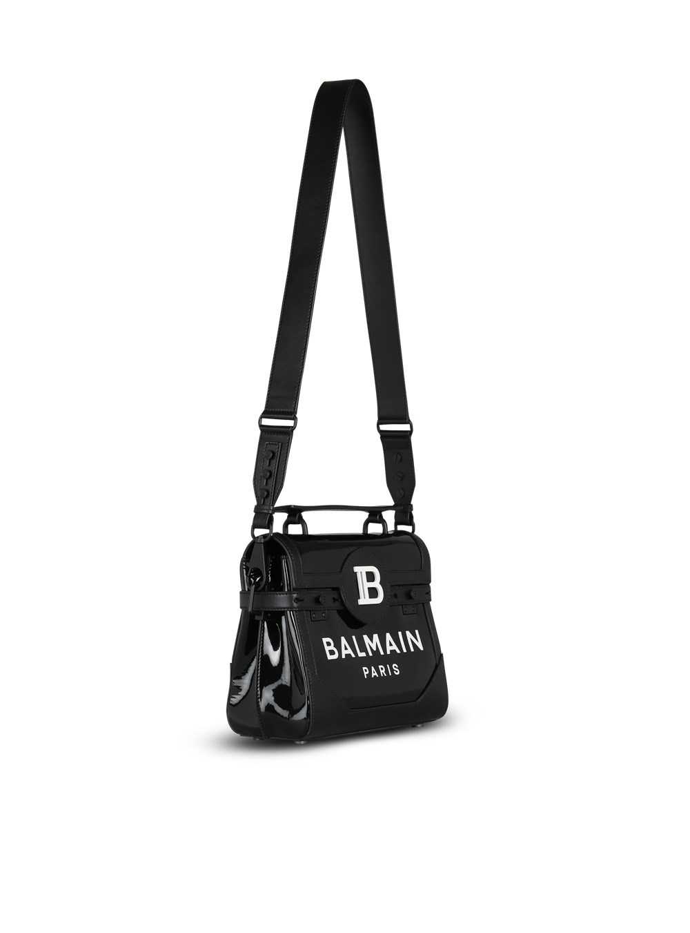 Balmain B-buzz 23 Vinyl Bag With Balmain Paris Logo Black | KZWAQXH-87