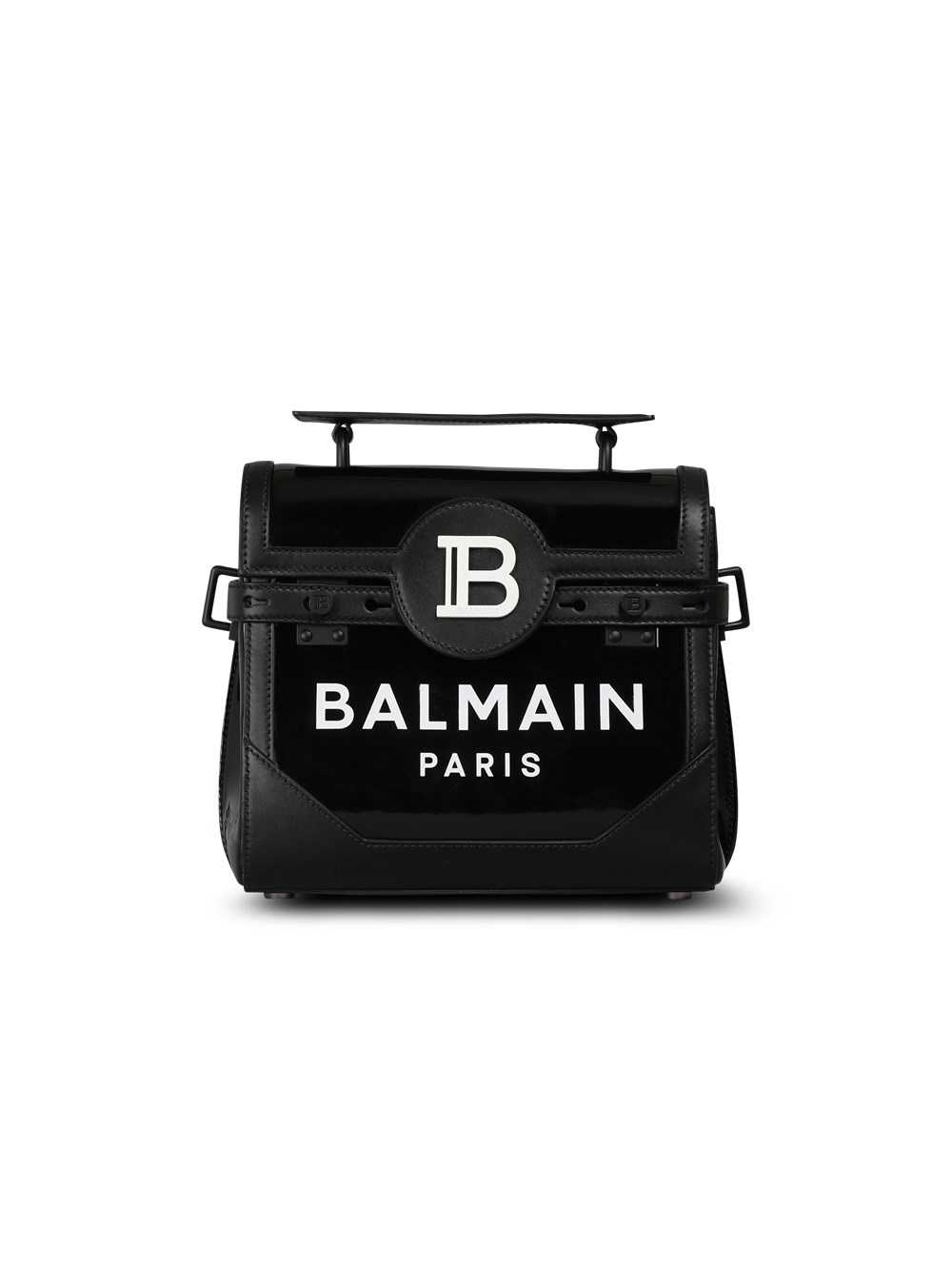 Balmain B-buzz 23 Vinyl Bag With Balmain Paris Logo Black | KZWAQXH-87