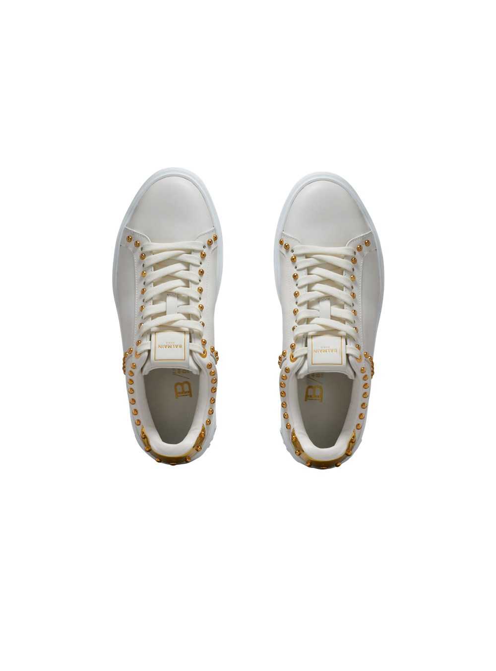 Balmain B-court Studded Leather Trainers White | SIBQFZX-21