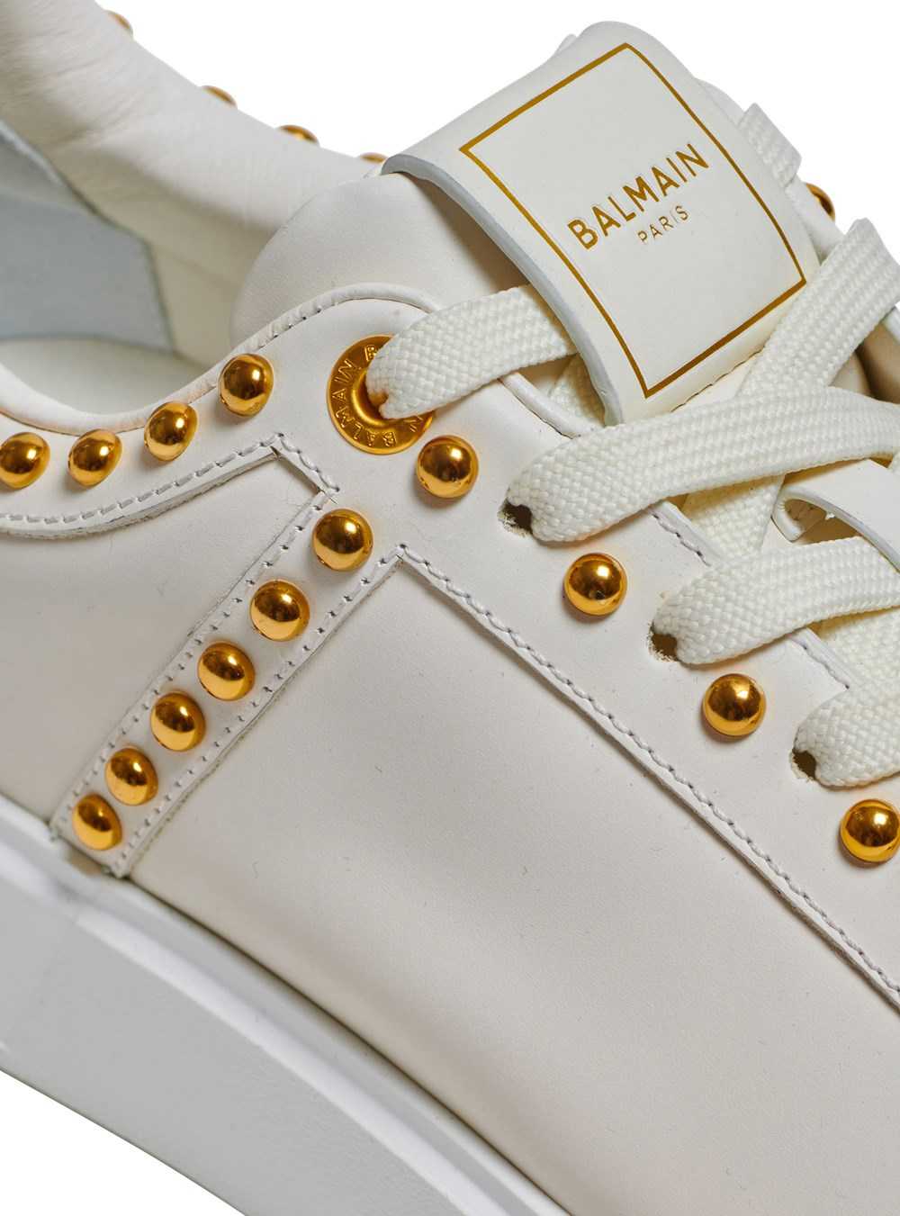 Balmain B-court Studded Leather Trainers White | SIBQFZX-21