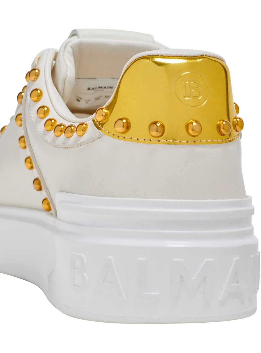 Balmain B-court Studded Leather Trainers White | SIBQFZX-21