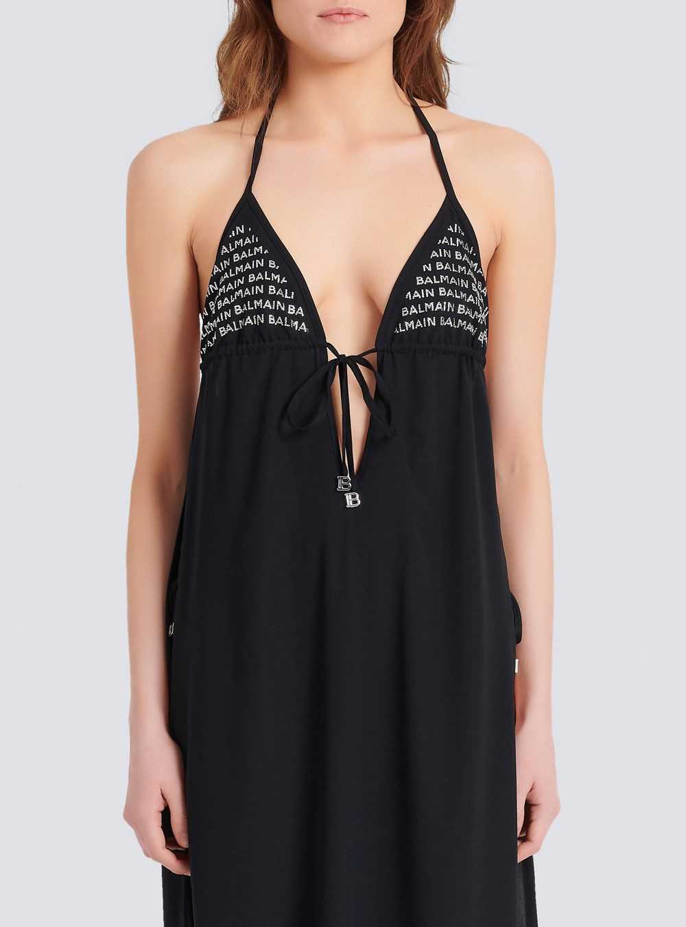 Balmain Balmain Logo Beach Dress Black | PHAOQVU-29