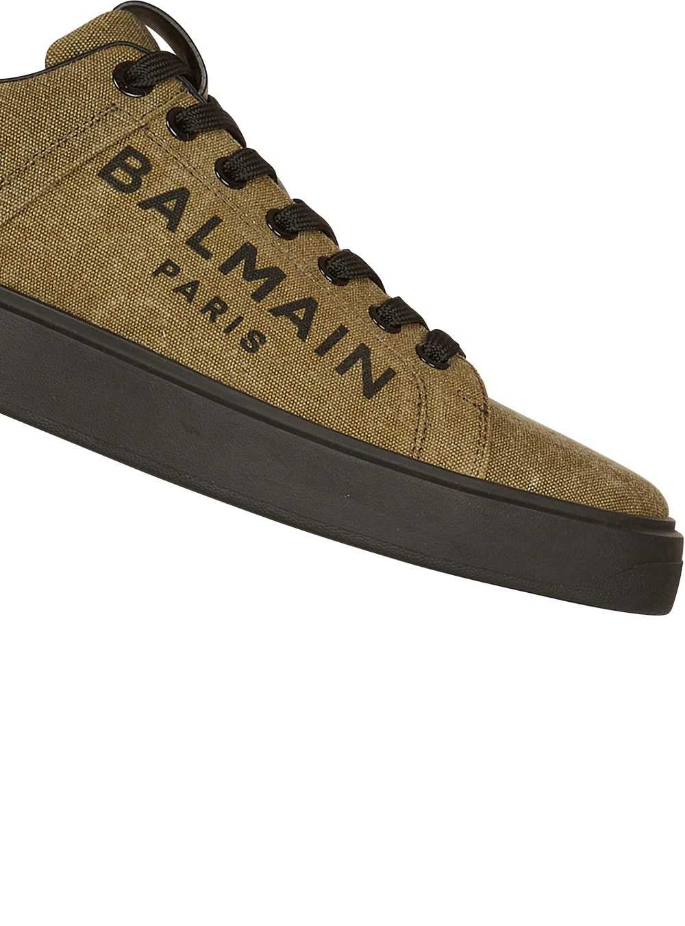 Balmain Balmain Logo Print Canvas B-court Sneakers Khaki | BLTKSDU-06