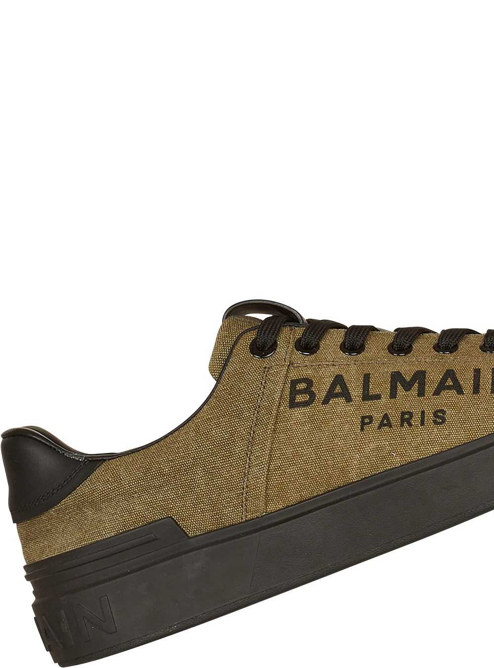 Balmain Balmain Logo Print Canvas B-court Sneakers Khaki | BLTKSDU-06