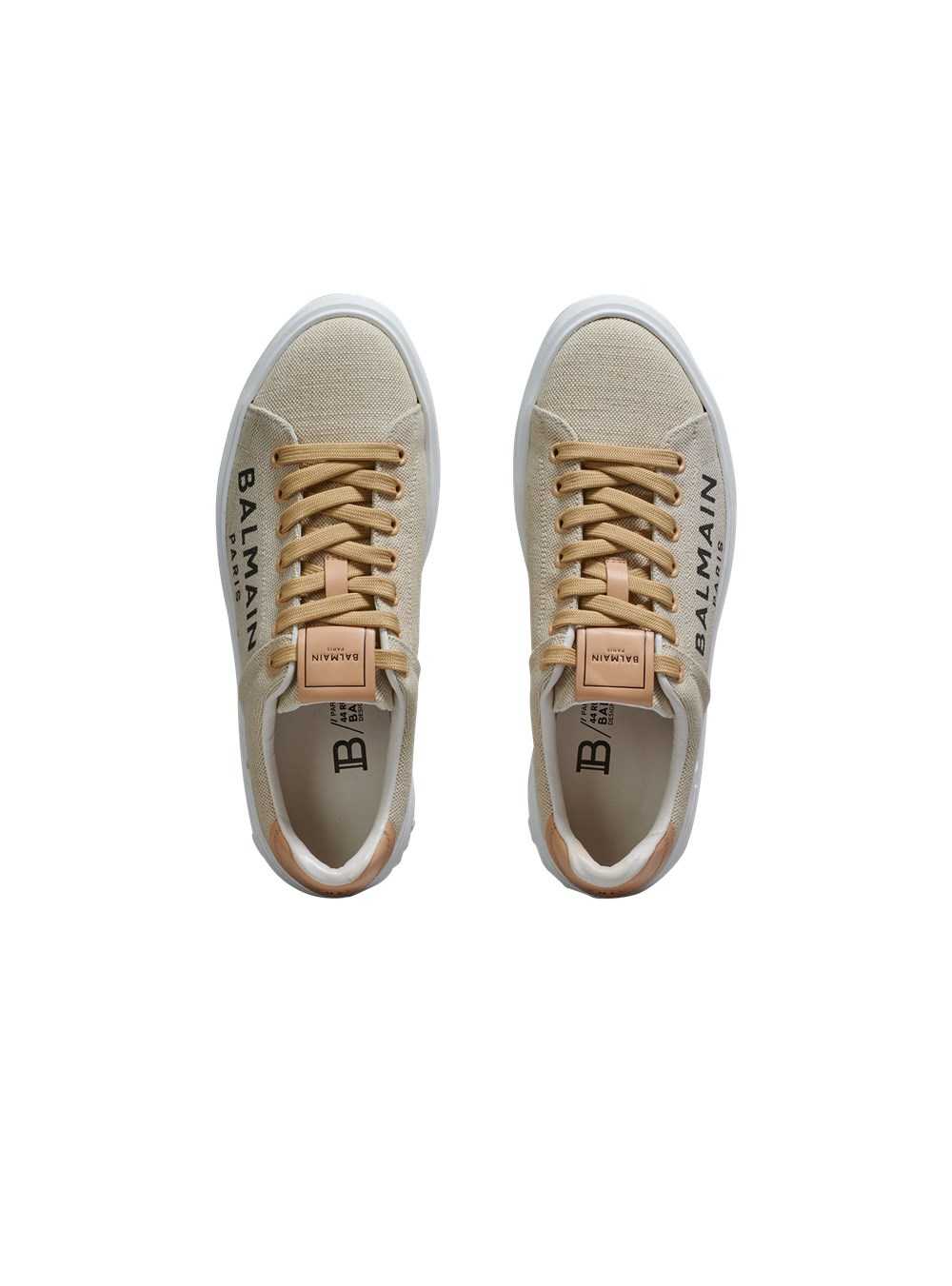 Balmain Balmain Logo Print Canvas B-court Sneakers Beige | ZHXGRWU-89