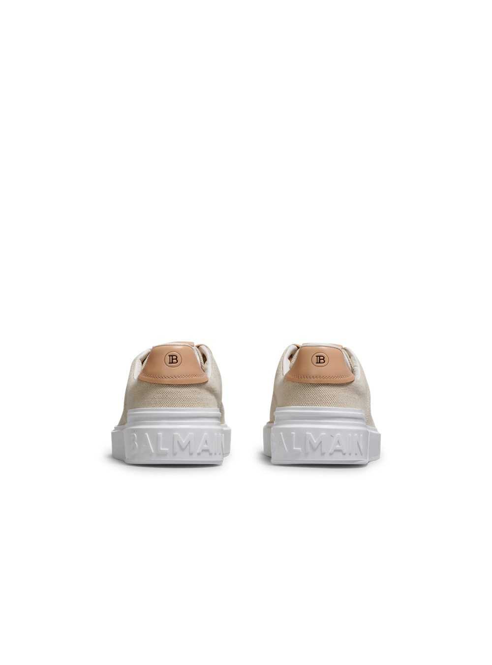 Balmain Balmain Logo Print Canvas B-court Sneakers Beige | ZHXGRWU-89