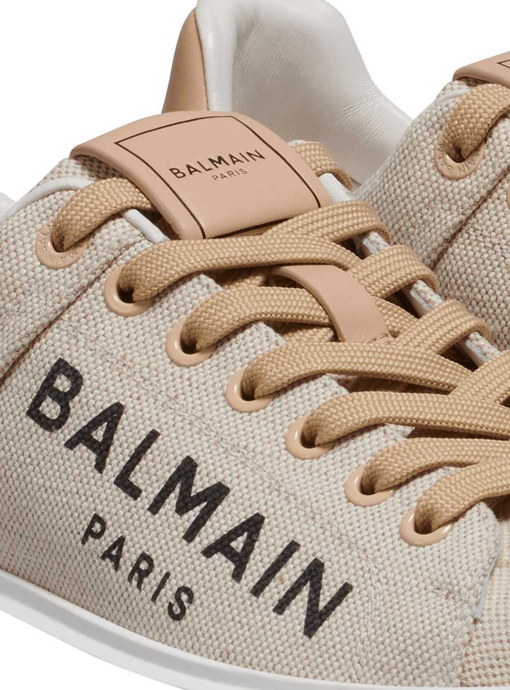 Balmain Balmain Logo Print Canvas B-court Sneakers Beige | ZHXGRWU-89