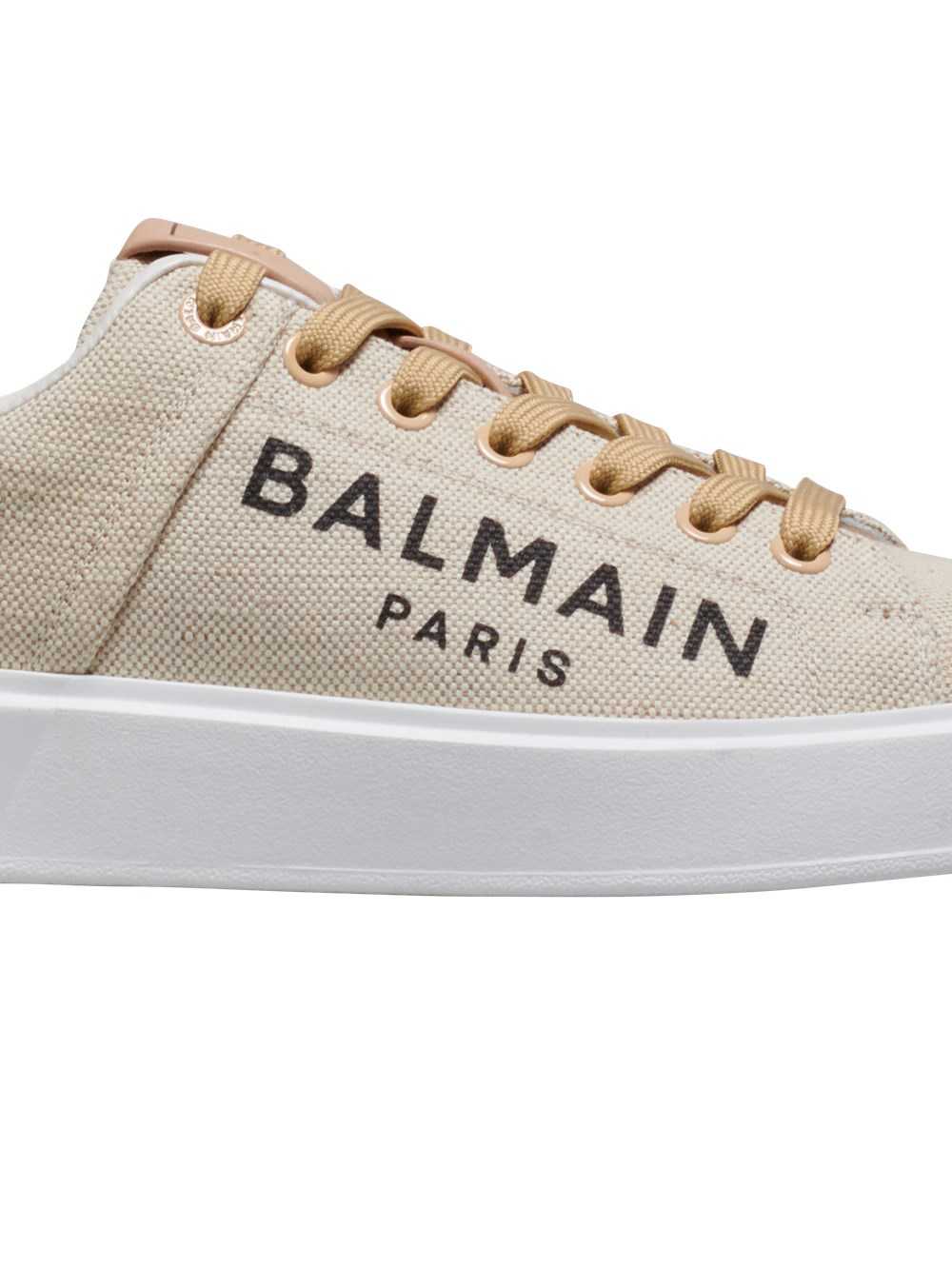 Balmain Balmain Logo Print Canvas B-court Sneakers Beige | ZHXGRWU-89