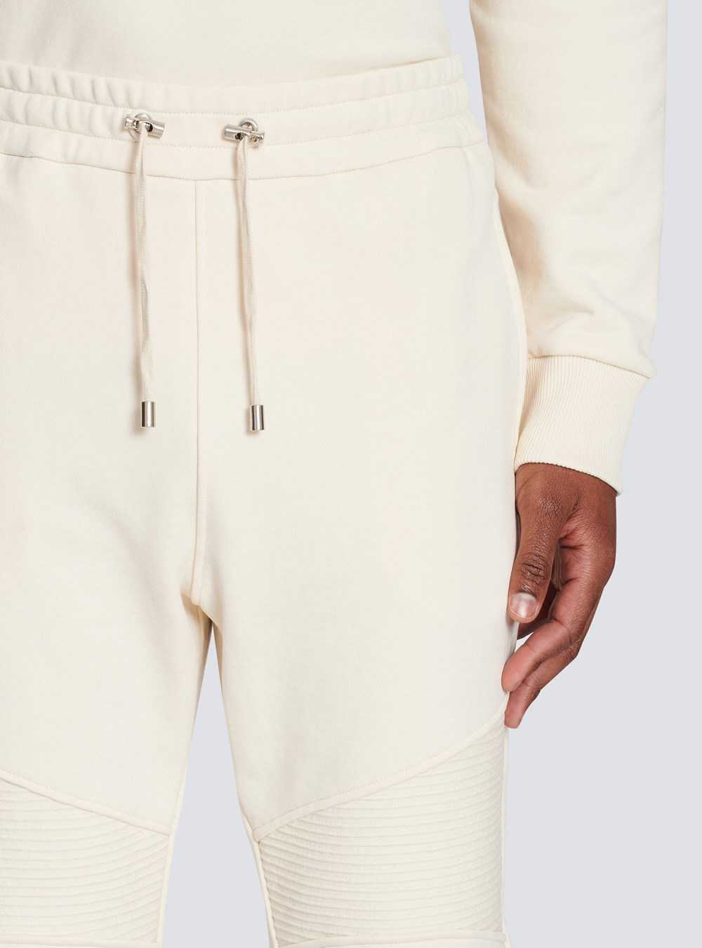 Balmain Balmain Logo Printed Cotton Jogging Bottoms Beige | GPXFDUQ-84