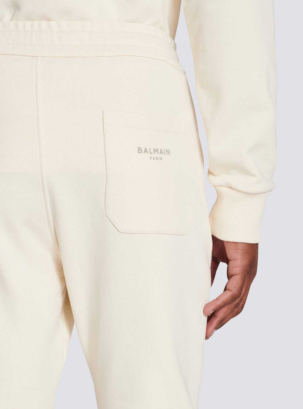 Balmain Balmain Logo Printed Cotton Jogging Bottoms Beige | GPXFDUQ-84