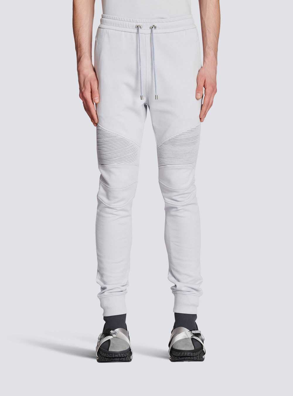 Balmain Balmain Logo Printed Cotton Jogging Bottoms Blue | PMYELFW-10