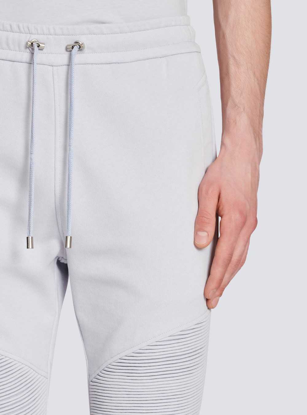 Balmain Balmain Logo Printed Cotton Jogging Bottoms Blue | PMYELFW-10