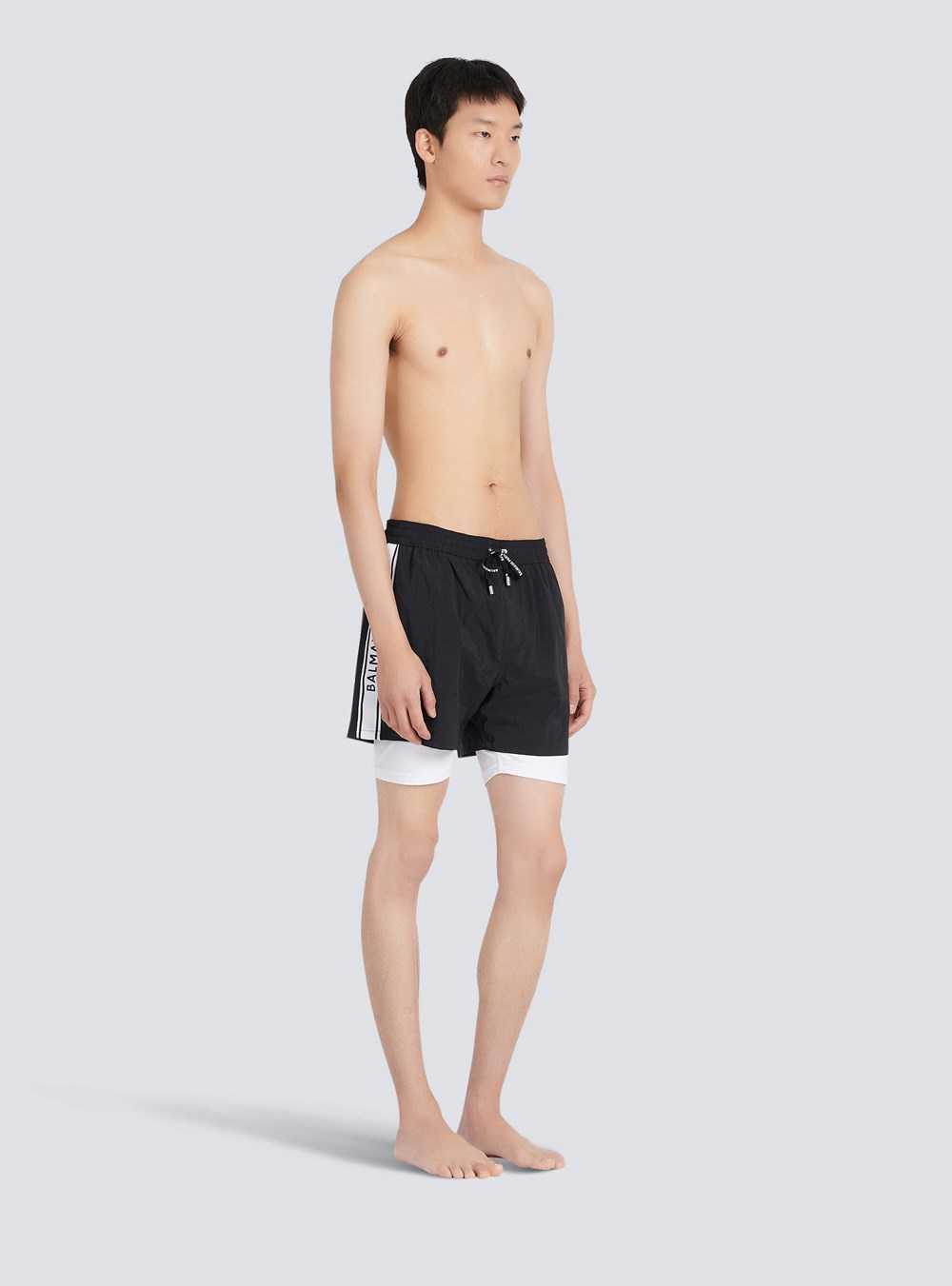 Balmain Balmain Logo Swim Shorts Black | WDFKJMO-02