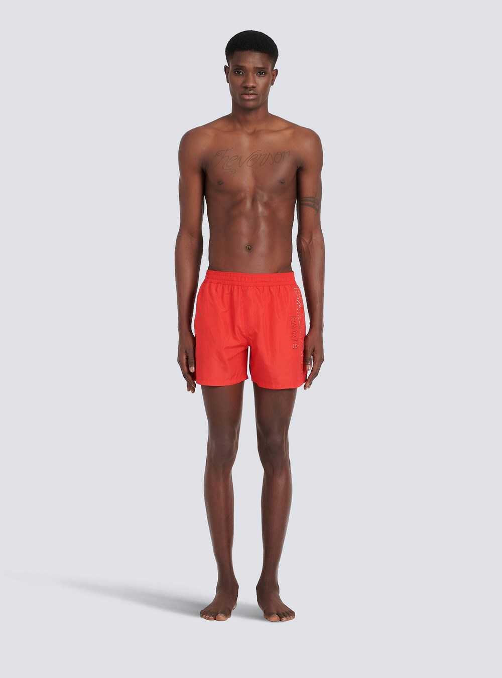 Balmain Balmain Logo Swim Shorts Red | BRLWSUF-26