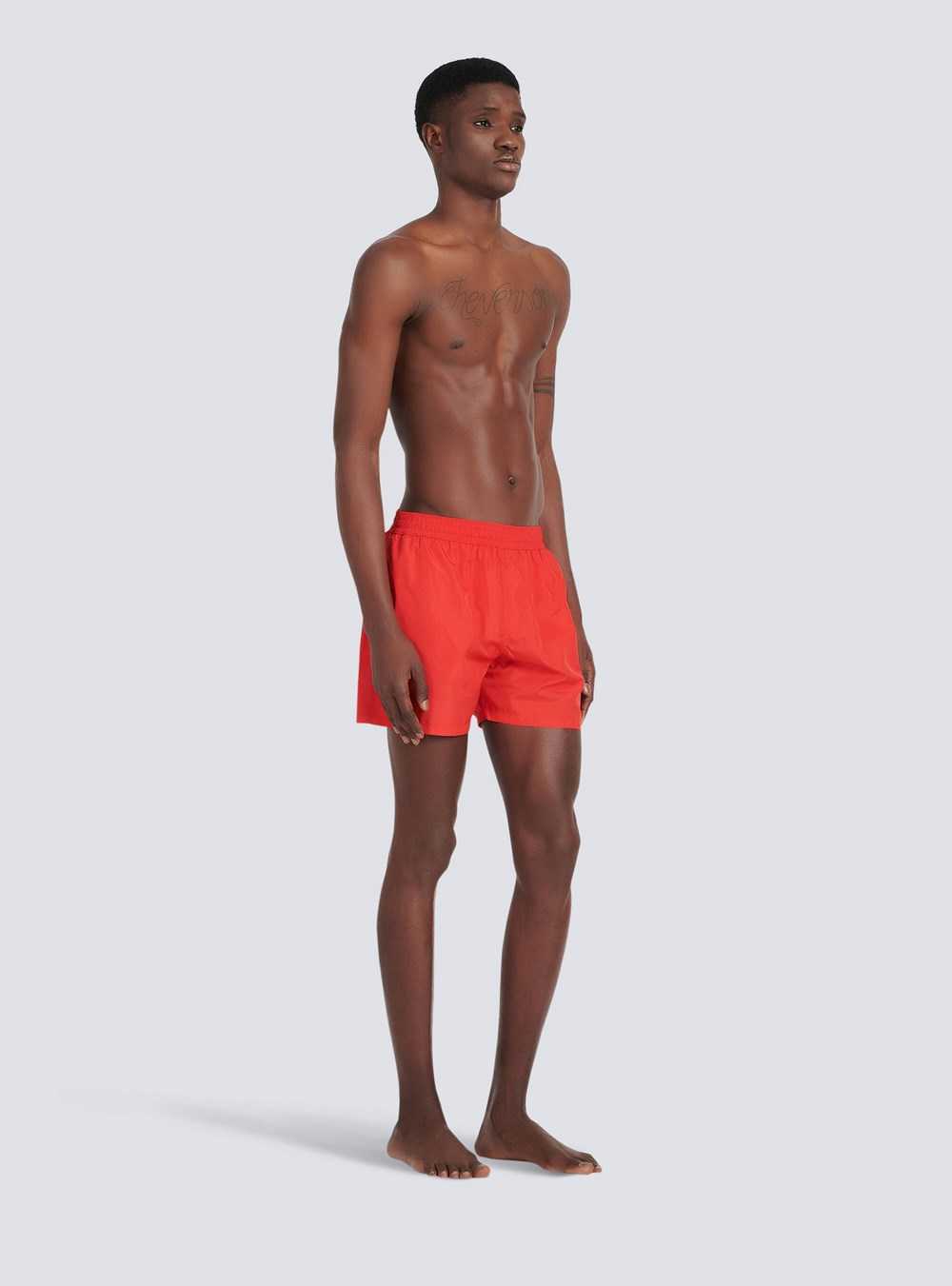 Balmain Balmain Logo Swim Shorts Red | BRLWSUF-26