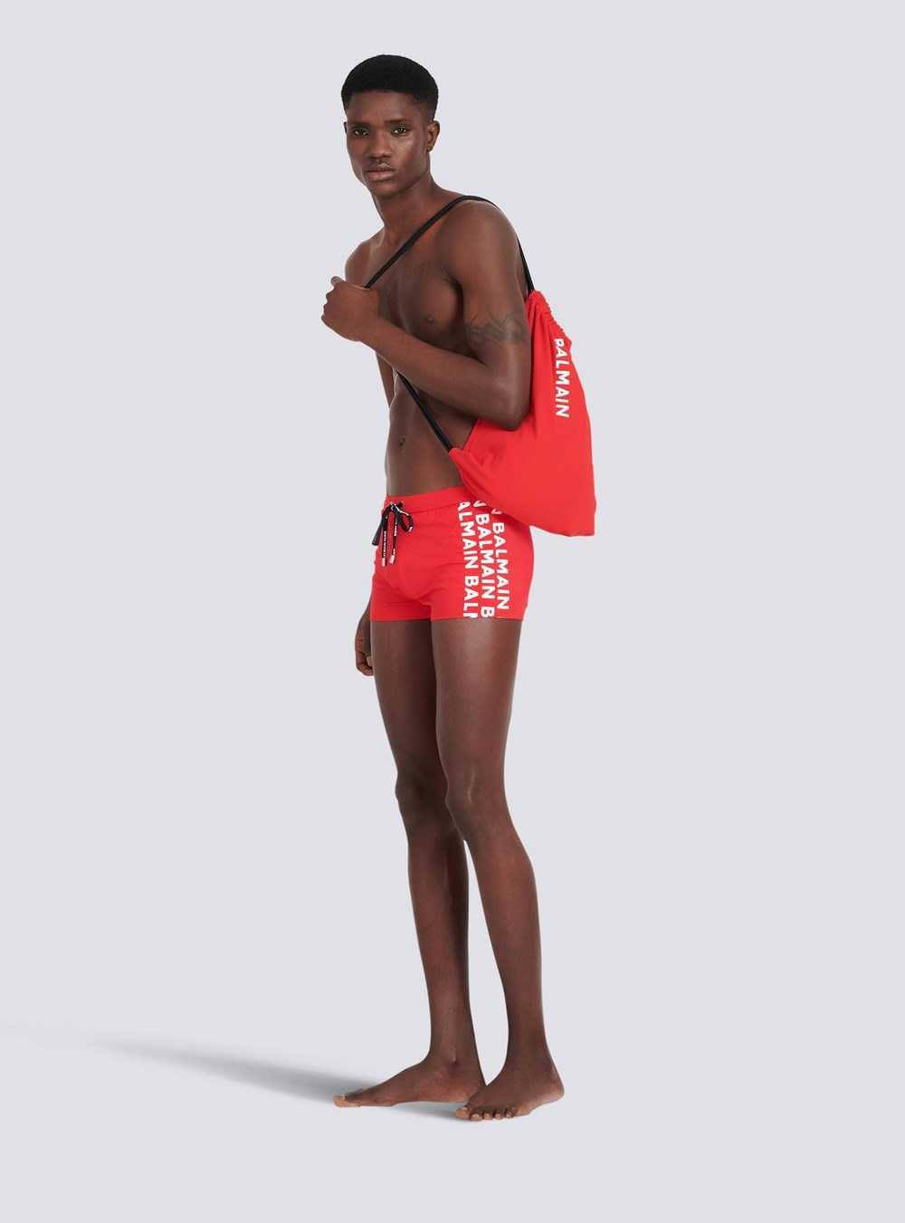 Balmain Balmain Logo Swimming Trunks Red | ZBEPAWQ-80