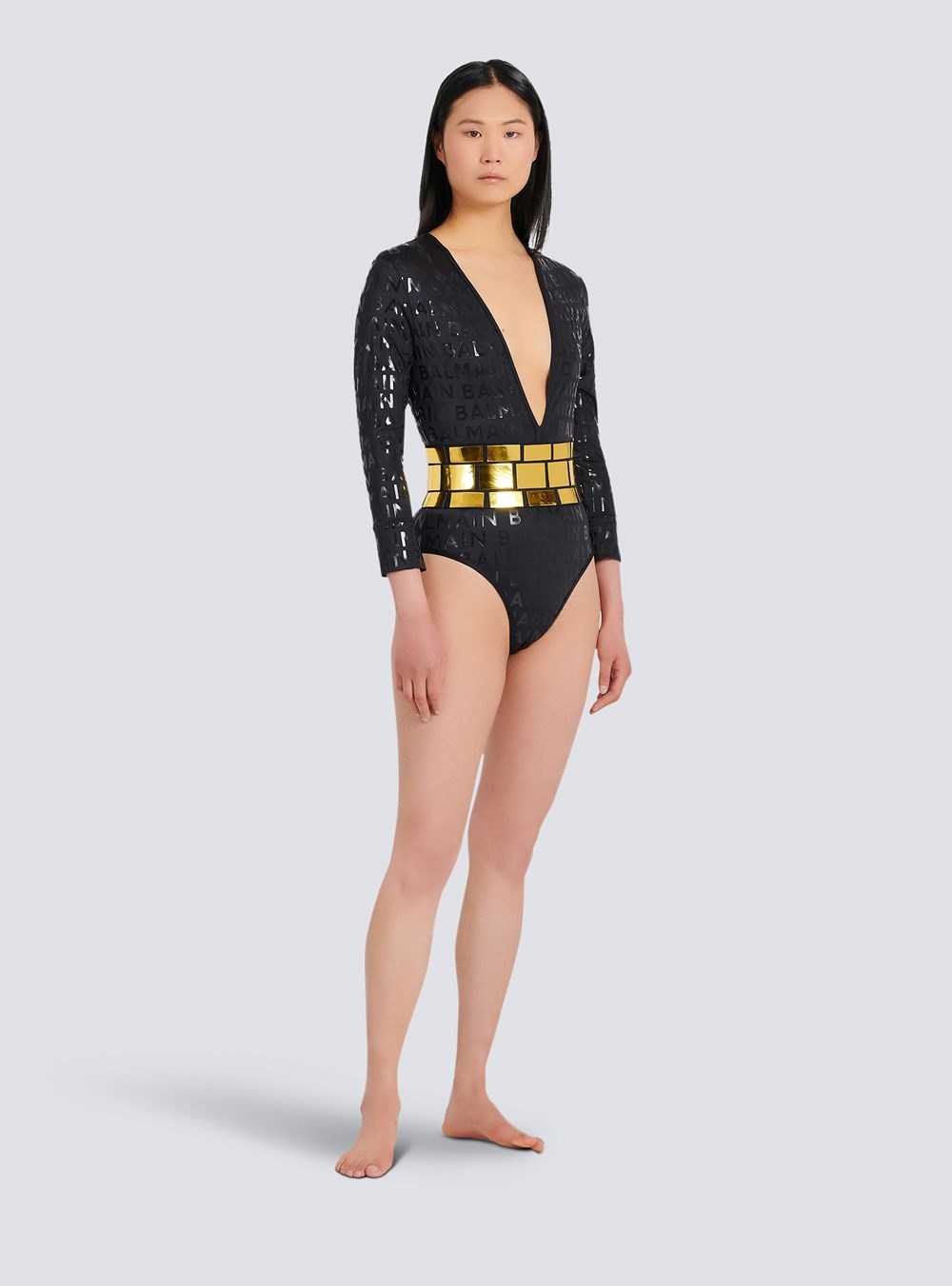 Balmain Balmain Logo Swimsuit Black | DKRNICA-26