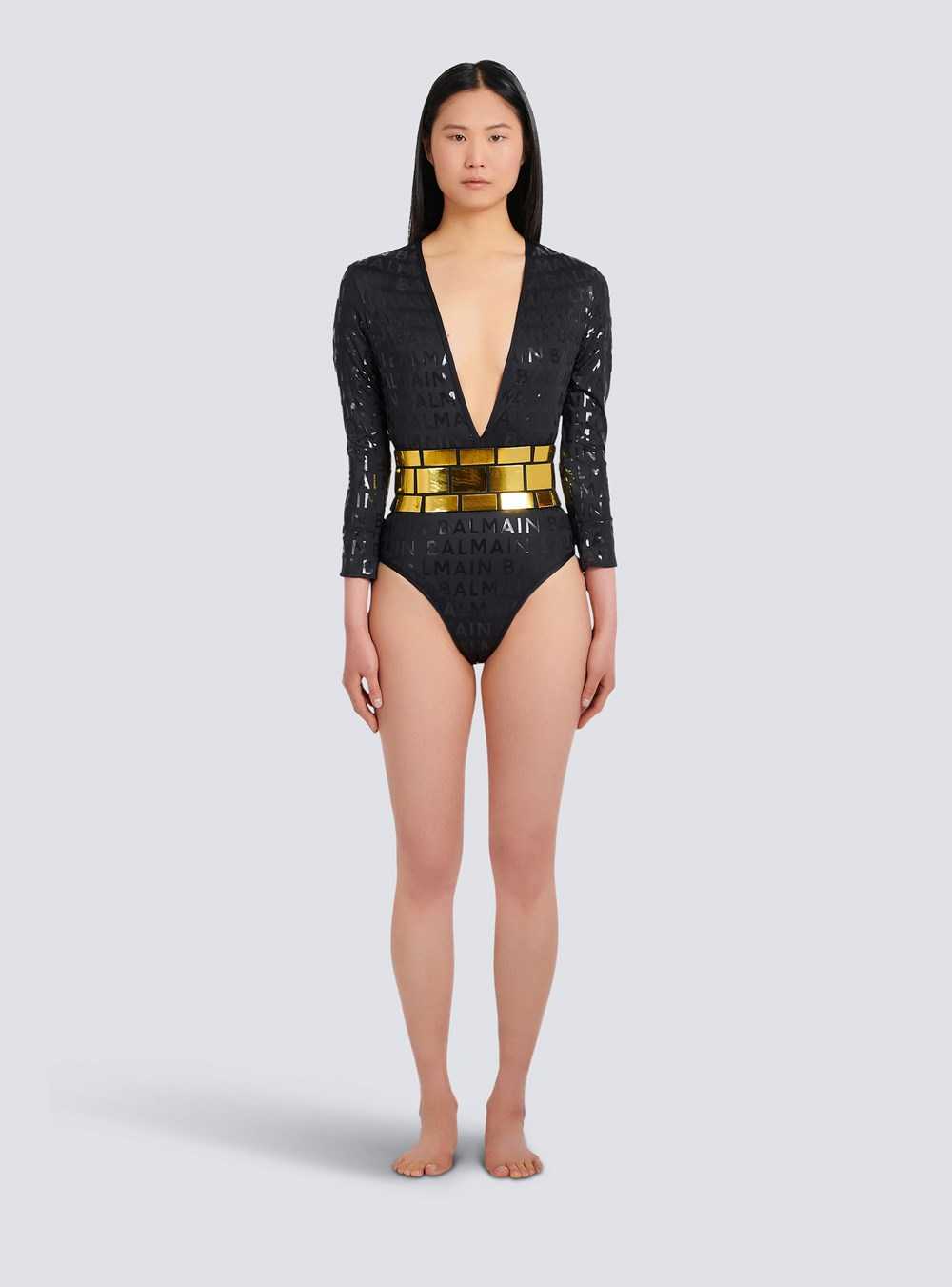 Balmain Balmain Logo Swimsuit Black | DKRNICA-26