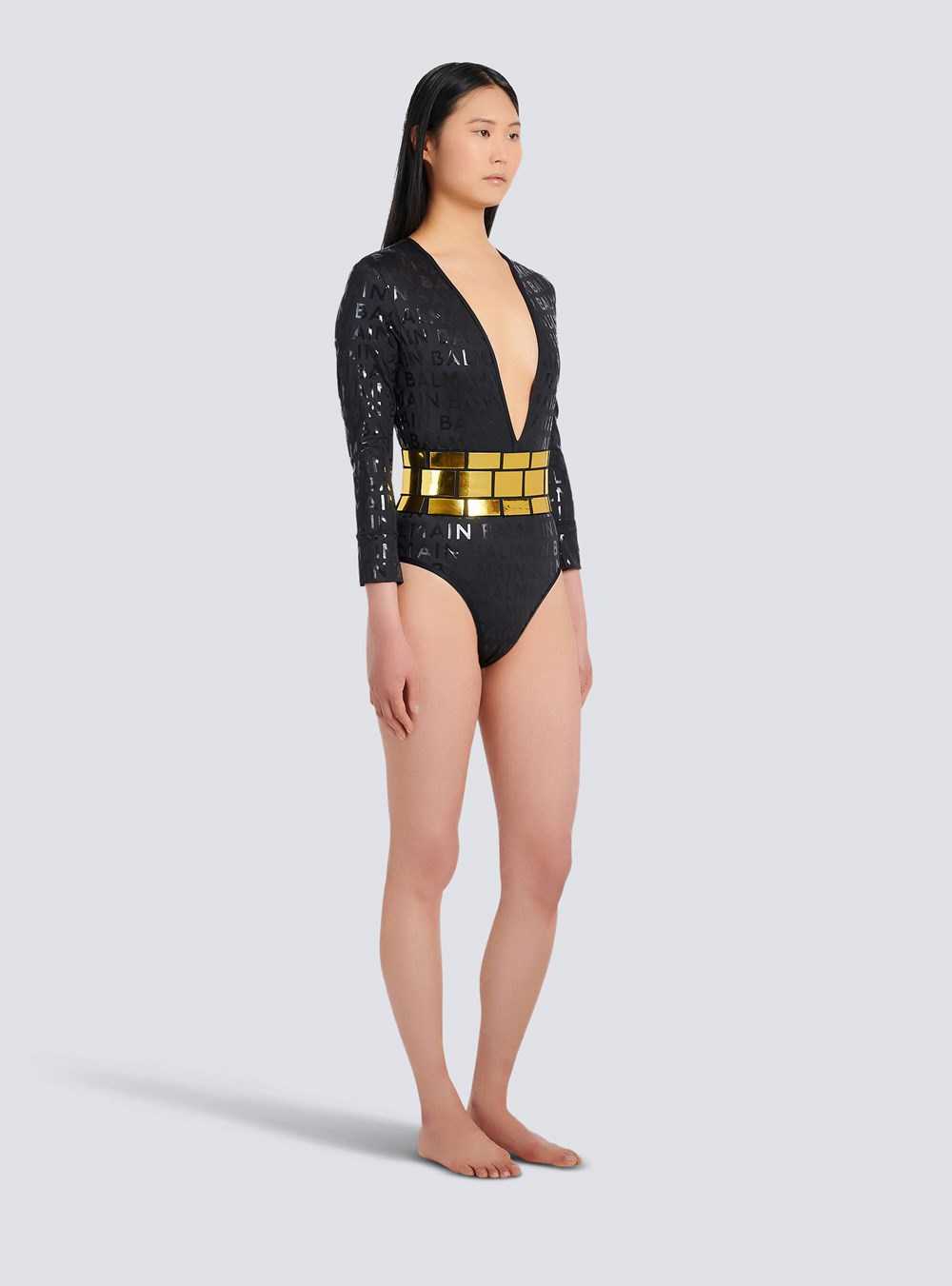 Balmain Balmain Logo Swimsuit Black | DKRNICA-26