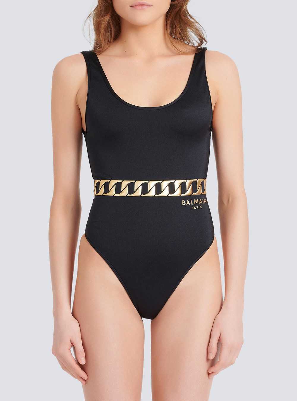 Balmain Balmain Logo Swimsuit Black | HBUIVDG-29