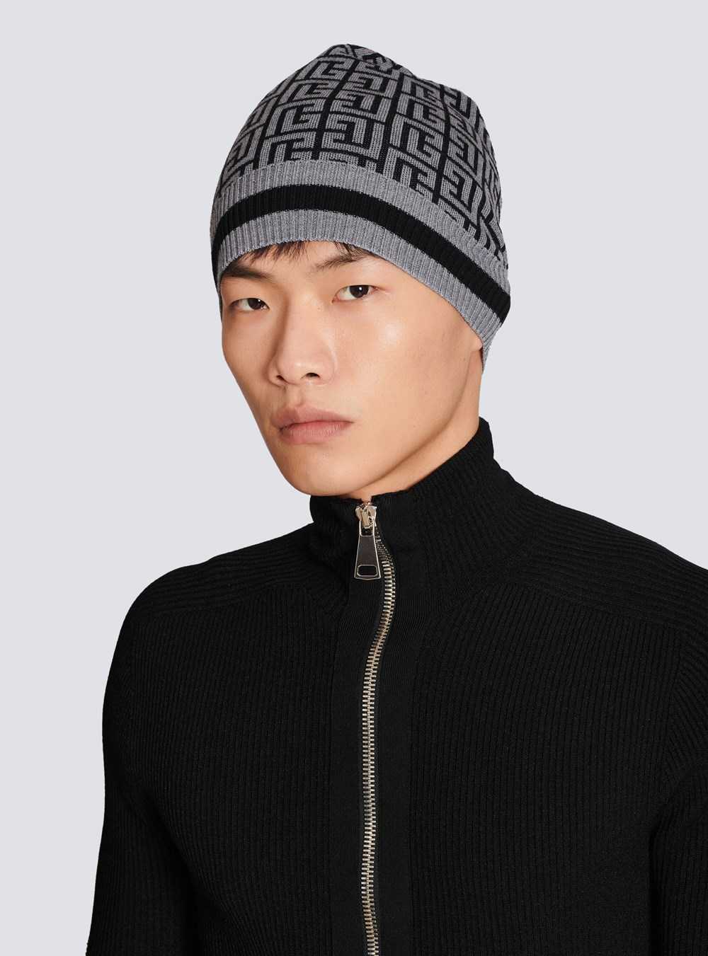 Balmain Balmain Monogram Embroidered Wool Hat Grey | SDBXHMU-72