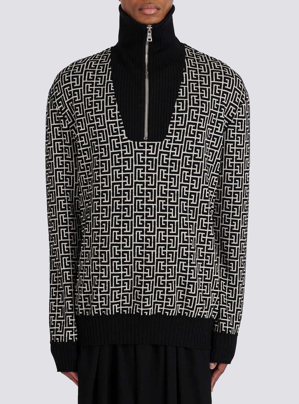 Balmain Balmain Monogram Wool Turtleneck Sweater Black | WTSZLDF-69