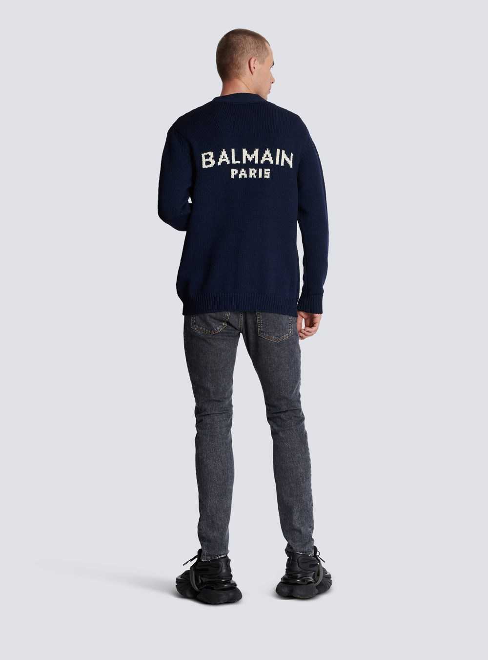 Balmain Balmain Paris Logo Knit Cardigan Blue | NTJFBDY-60