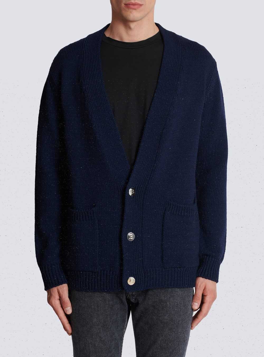 Balmain Balmain Paris Logo Knit Cardigan Blue | NTJFBDY-60