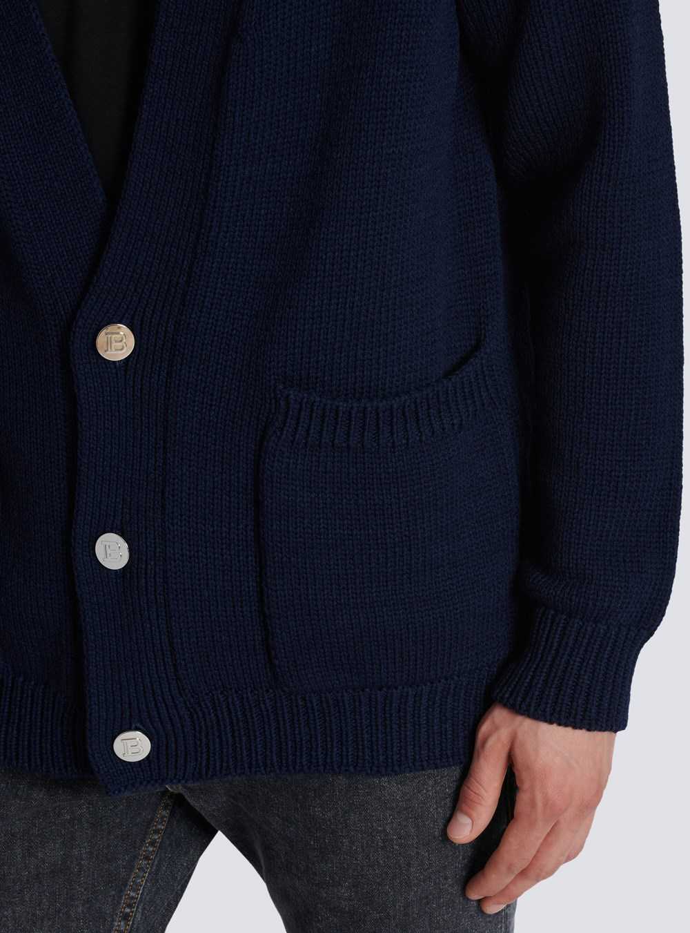 Balmain Balmain Paris Logo Knit Cardigan Blue | NTJFBDY-60