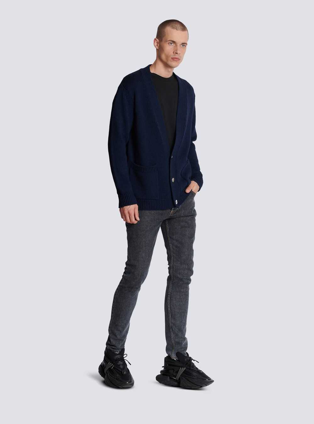 Balmain Balmain Paris Logo Knit Cardigan Blue | NTJFBDY-60