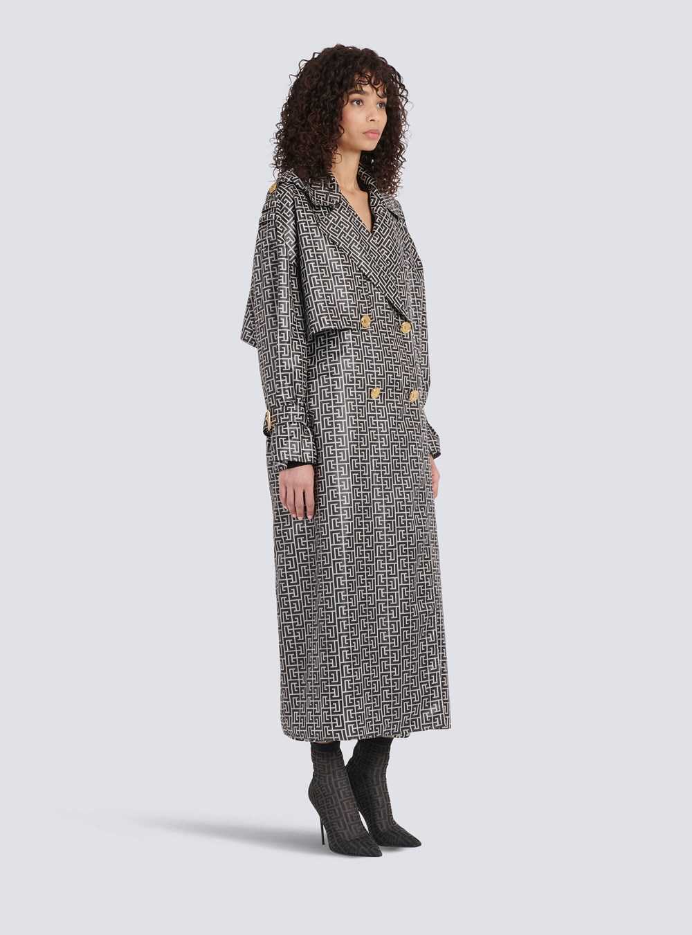 Balmain Balmain Print Monogram Trench Coat Black | DGTWOYH-76