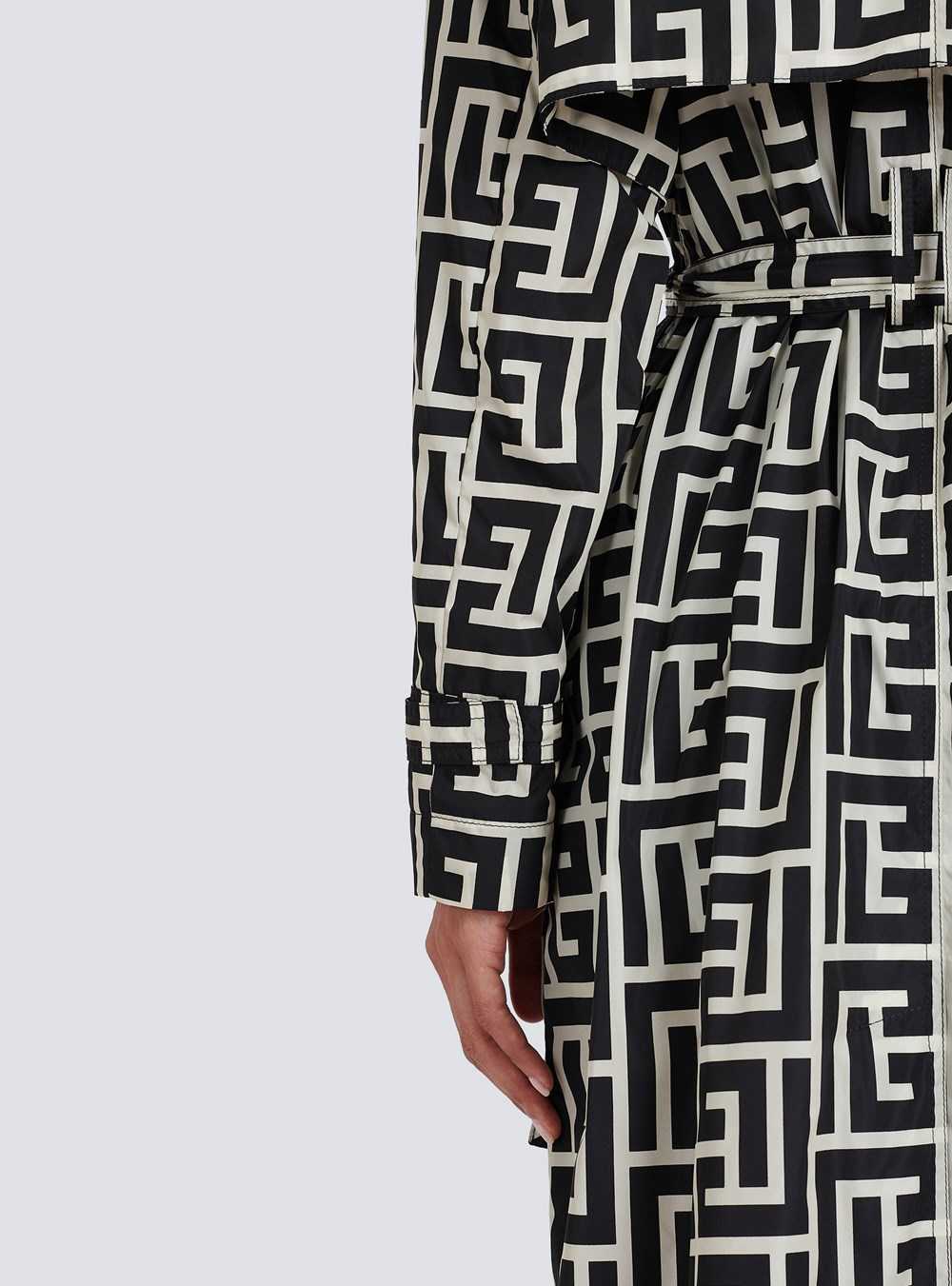 Balmain Balmain Print Monogram Trench Coat Black | GINSZBJ-32