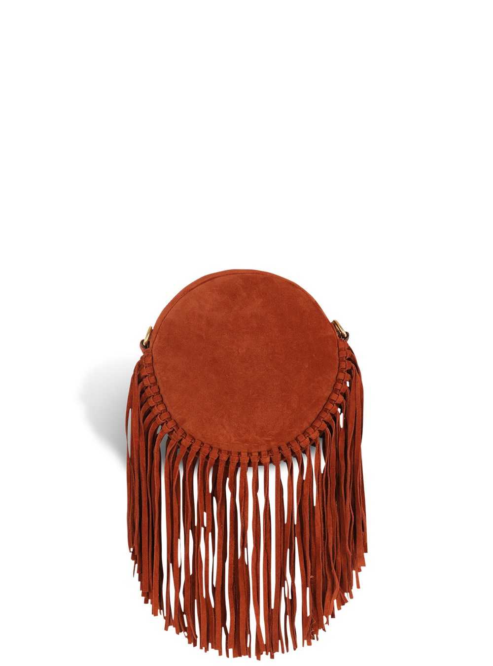 Balmain Balmain X Netflix -fringed Suede Round Disco Bag Brown | MQZKXJN-98