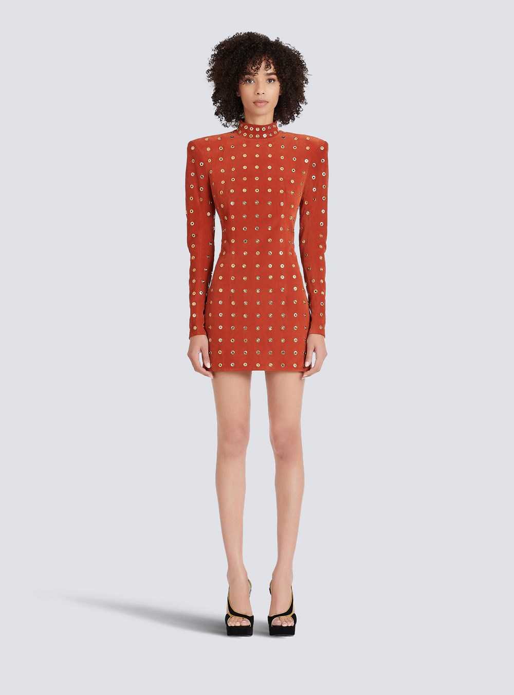 Balmain Balmain X Netflix -short Suede Dress Brown | PJHDTNG-51