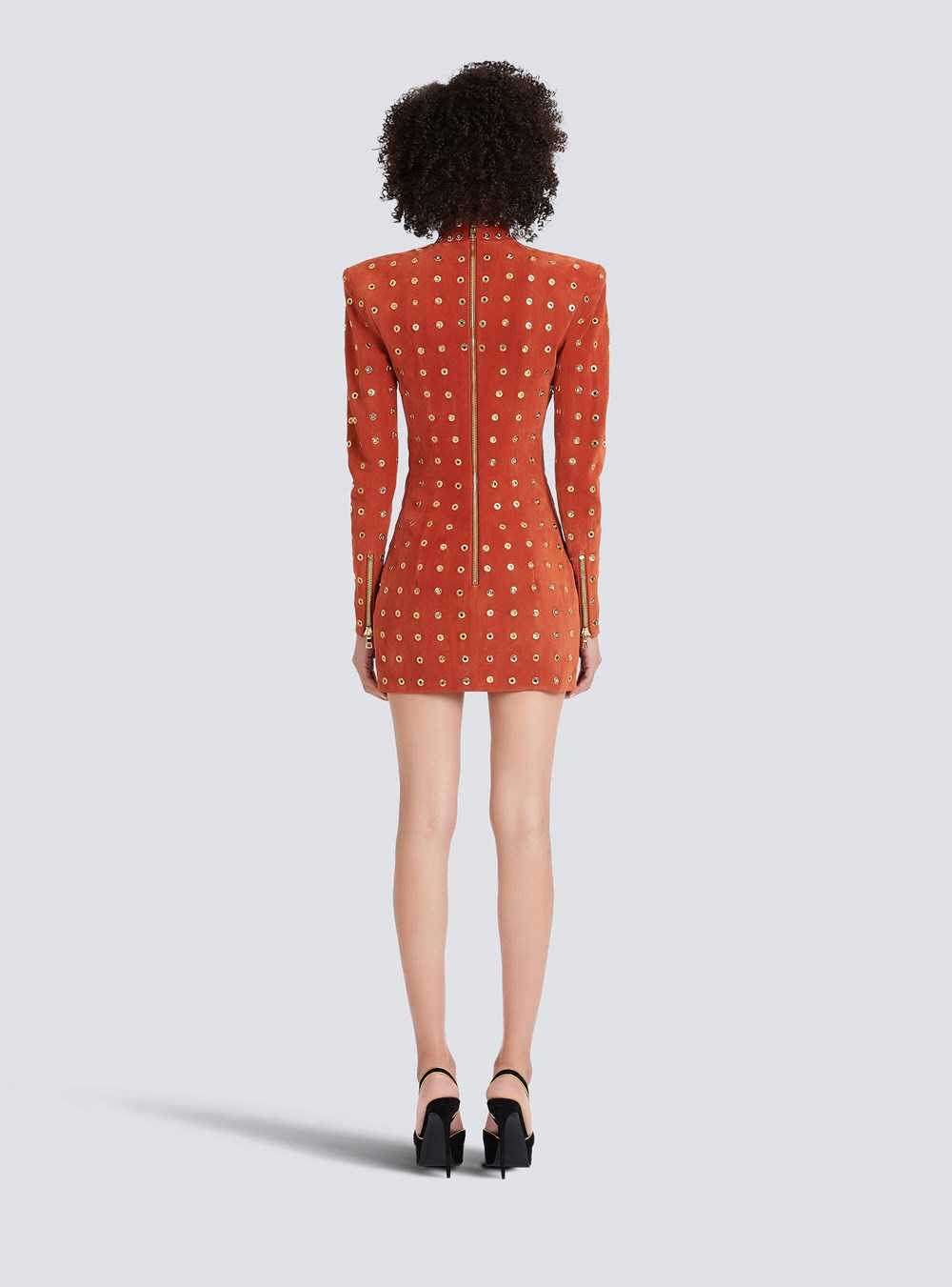 Balmain Balmain X Netflix -short Suede Dress Brown | PJHDTNG-51