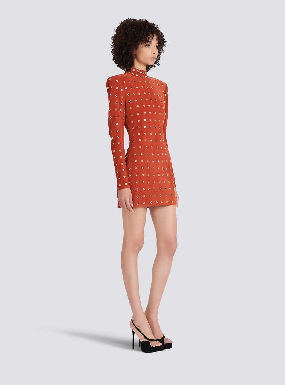 Balmain Balmain X Netflix -short Suede Dress Brown | PJHDTNG-51