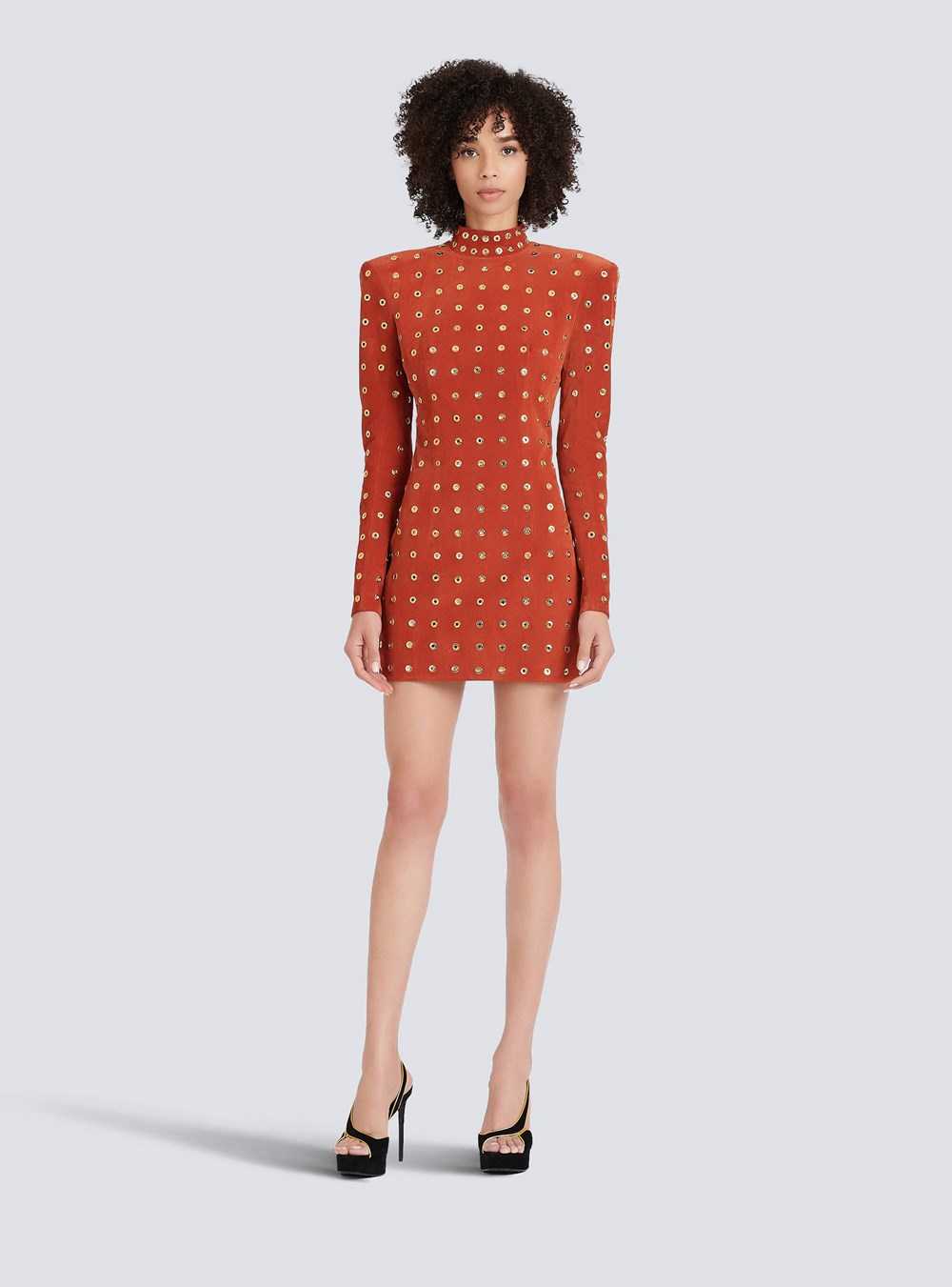 Balmain Balmain X Netflix -short Suede Dress Brown | PJHDTNG-51