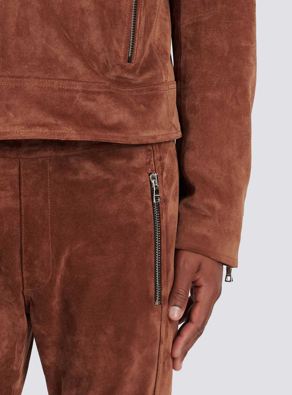 Balmain Balmain X Netflix -suede Biker Jacket Brown | SMLWFIC-76