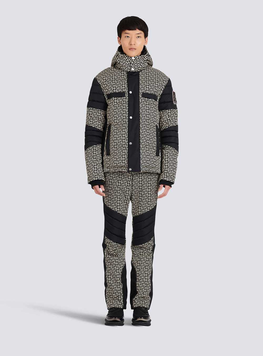 Balmain Balmain X Rossignol - Nylon Quilted Coat With Balmain Monogram Black | JISBGUX-92