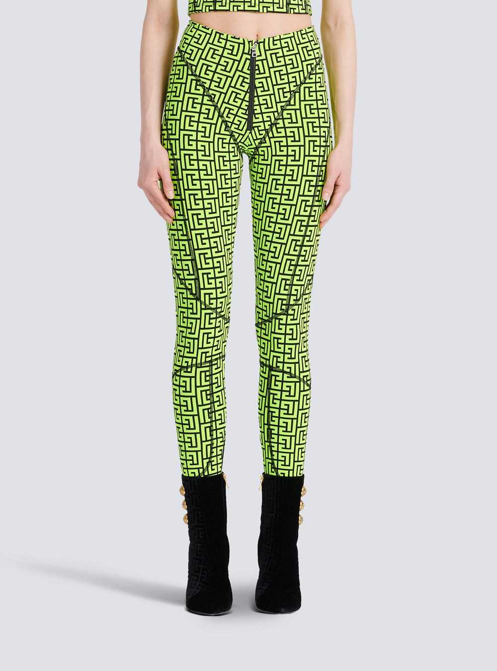 Balmain Balmain-monogrammed Jersey Leggings Yellow | IUTRSLY-53