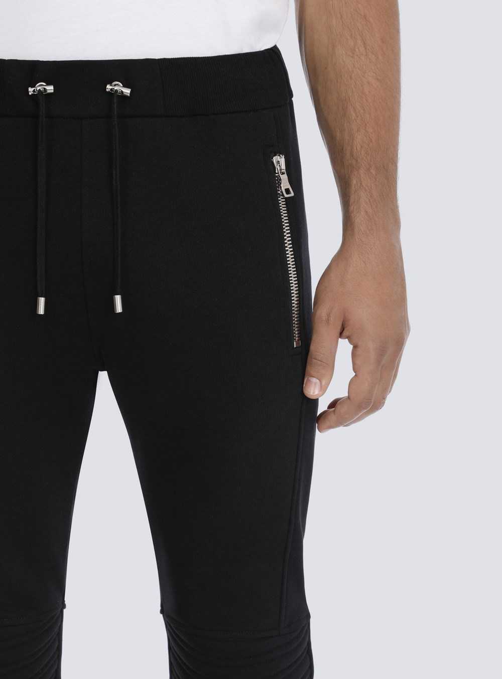 Balmain Black Cotton Sweatpants With Embossed Balmain Paris Logo Black | DIUKPFL-06