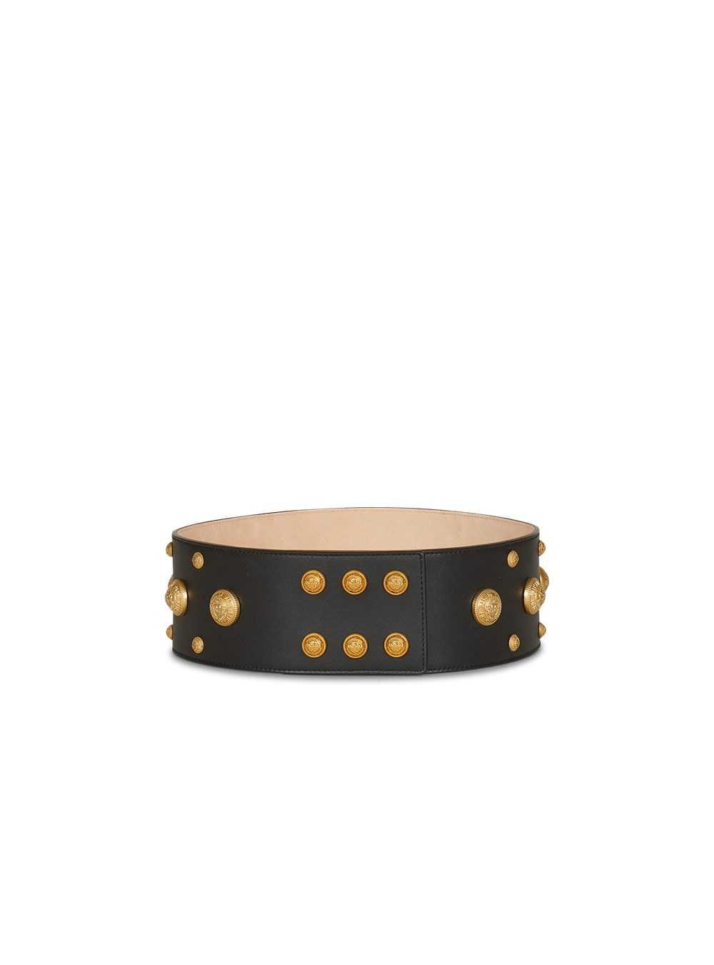 Balmain Black Leather And Gold-tone Coin Belt Belt Black | KHRLOIZ-36