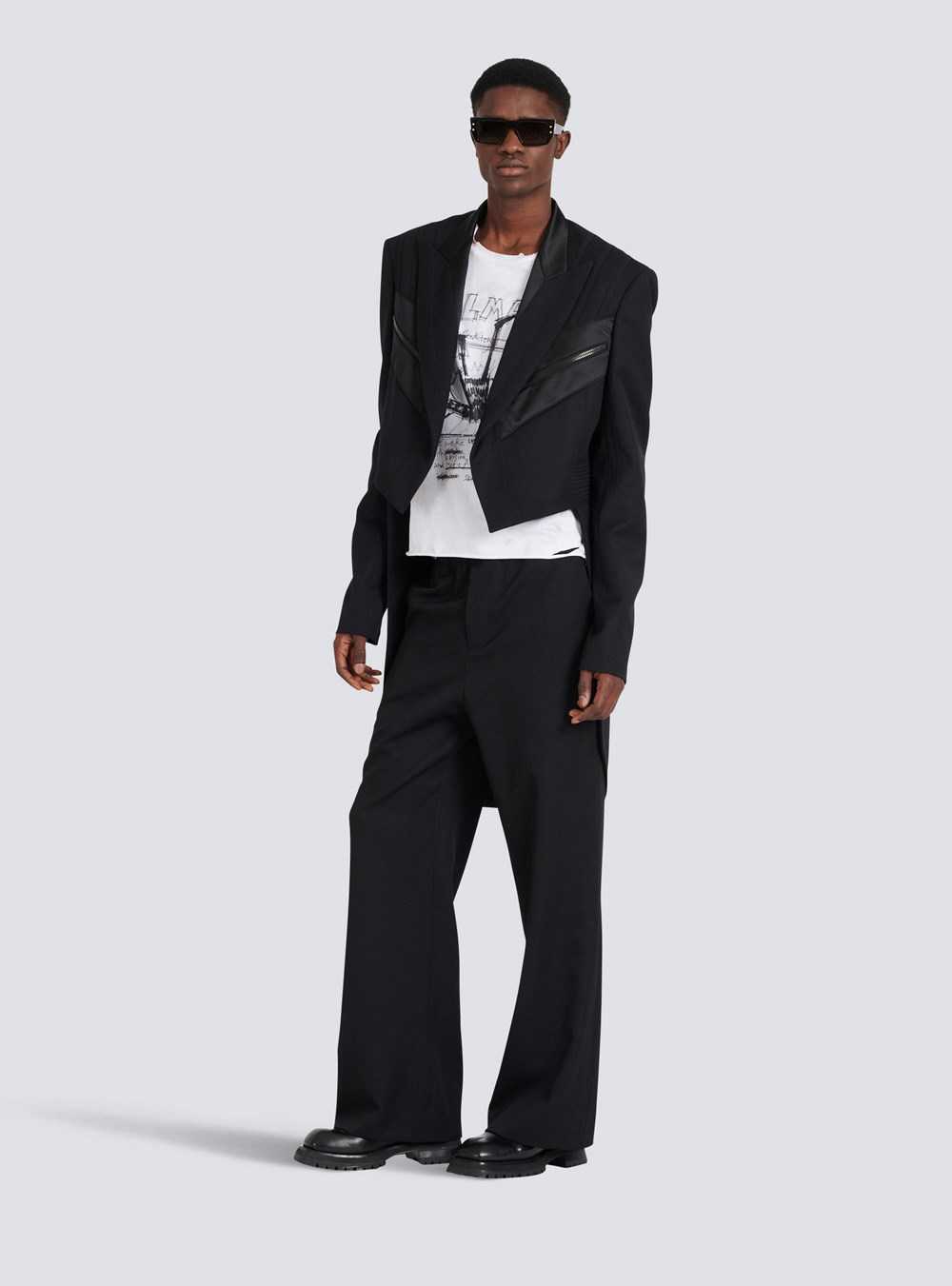 Balmain Blazer With Satin Tailcoat Black | TMYNEDL-50