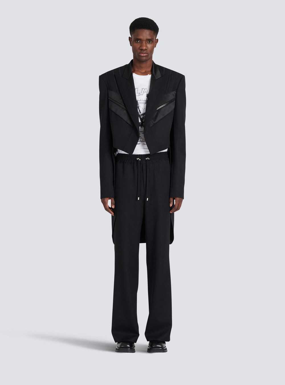 Balmain Blazer With Satin Tailcoat Black | TMYNEDL-50