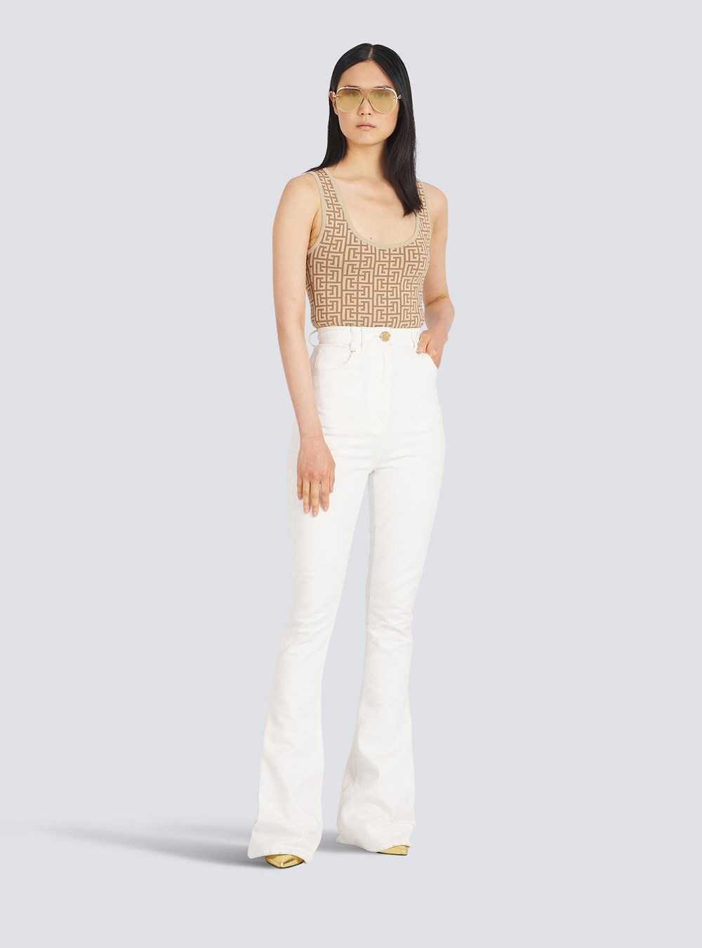 Balmain Bootcut Jeans White | TDNQIWB-90