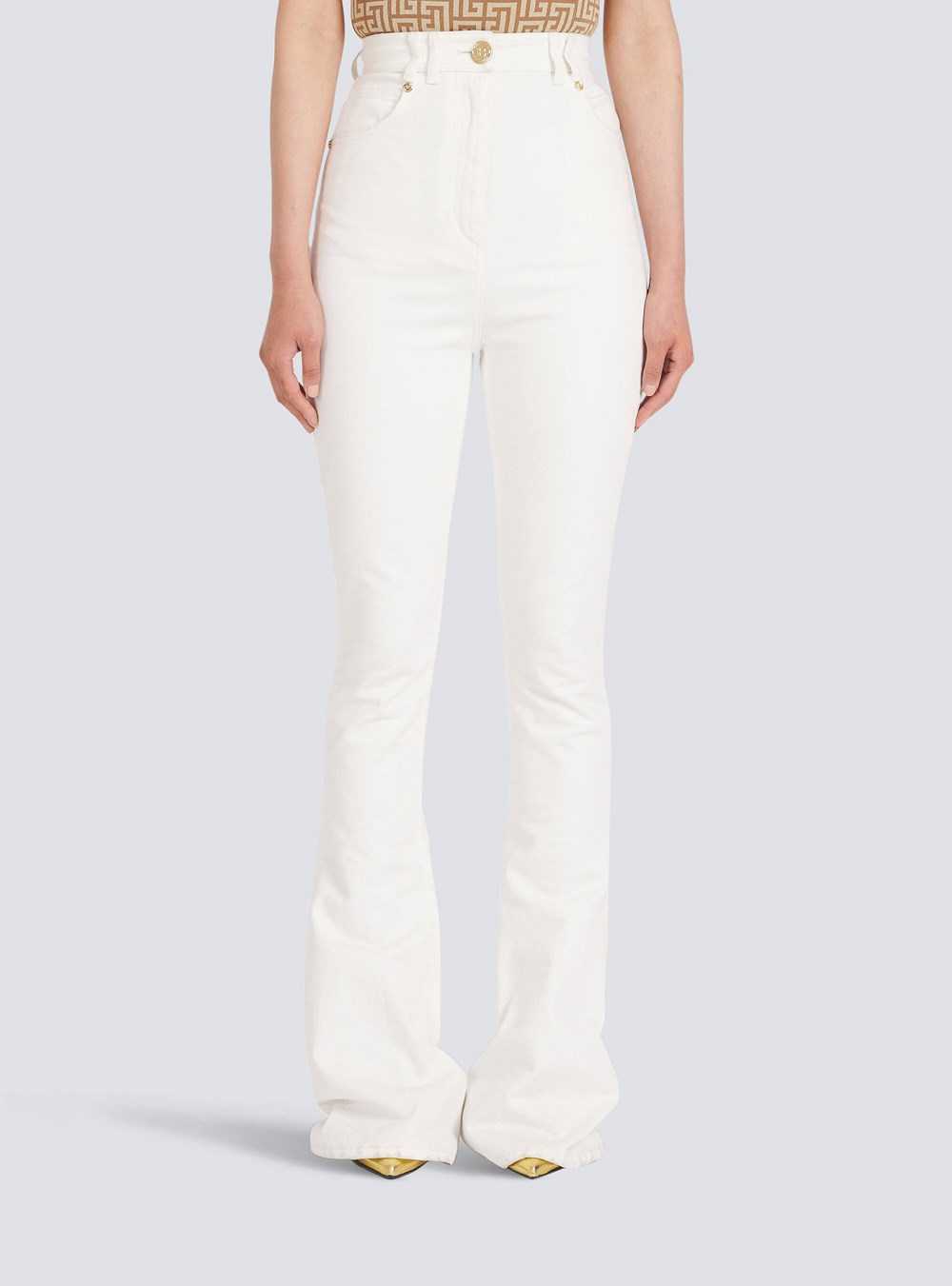 Balmain Bootcut Jeans White | TDNQIWB-90