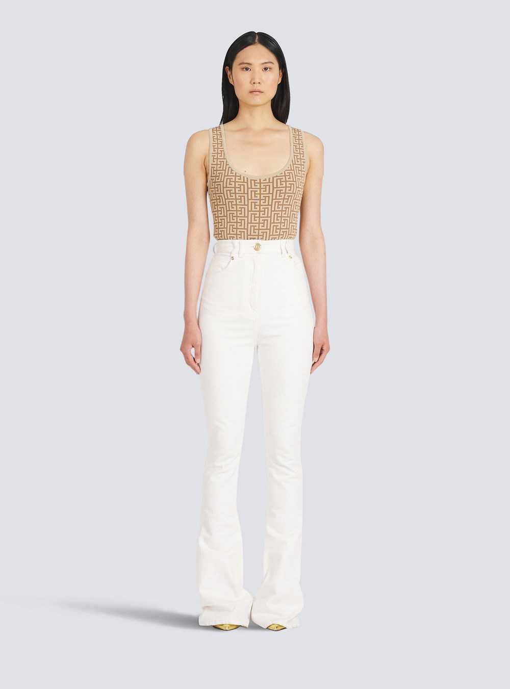 Balmain Bootcut Jeans White | TDNQIWB-90