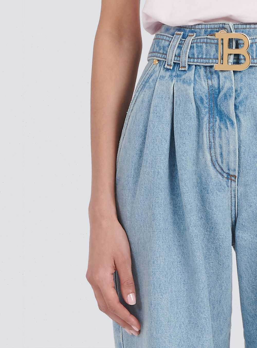 Balmain Boyfriend Cut Eco-designed Jeans With Balmain Buckle Blue | YOJGQTF-07