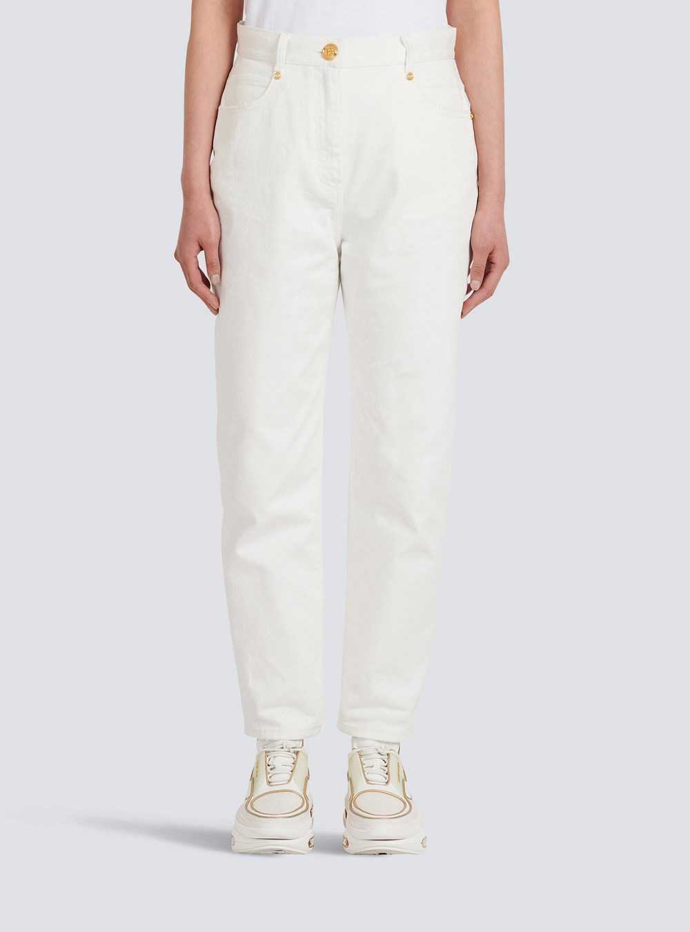 Balmain Boyfriend Cut Jeans White | JHRKVMS-73