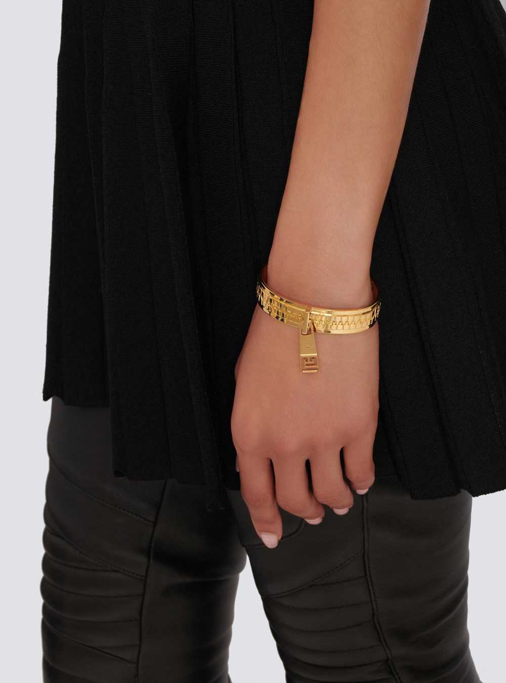 Balmain Brass Zip Bracelet Gold | XAMFQKO-79